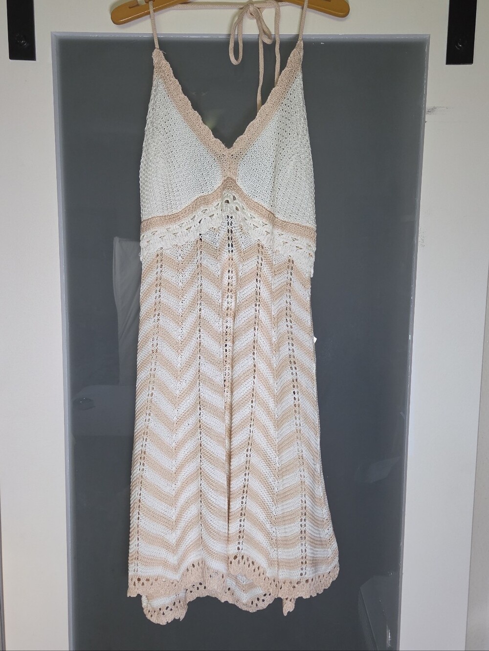 Boho Halter Knit Women's Dress Sheer     Resortware Coastal Vacation Vibes